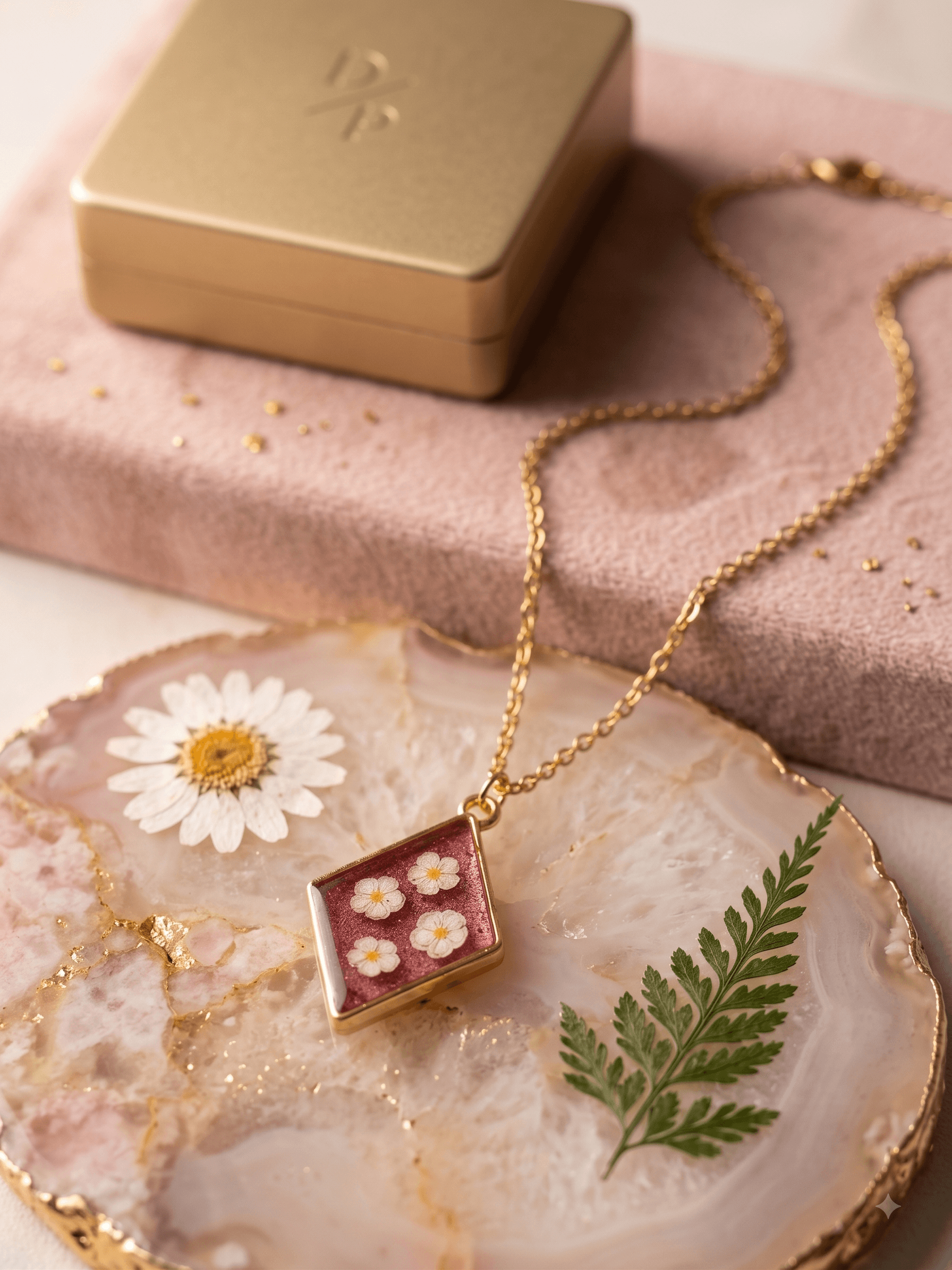 White Flowers In A Diamond
