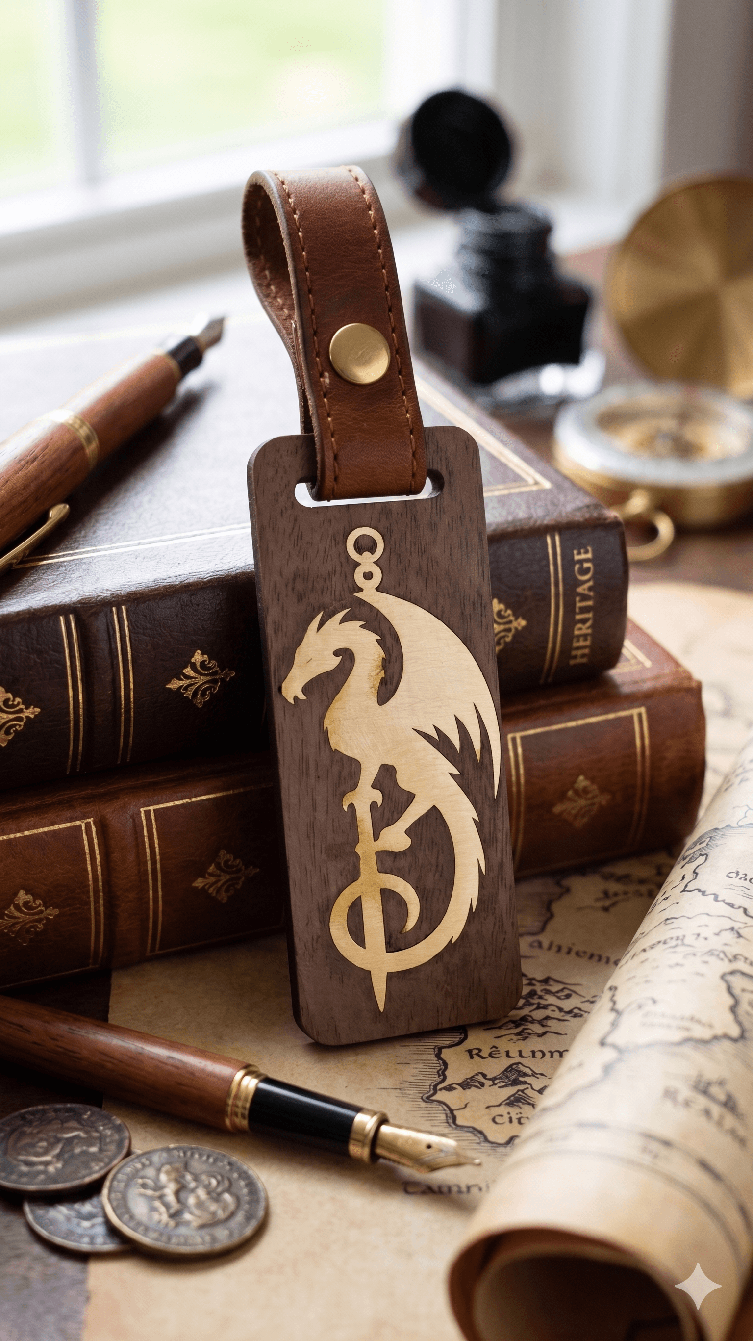 Inlayed Walnut Keychain