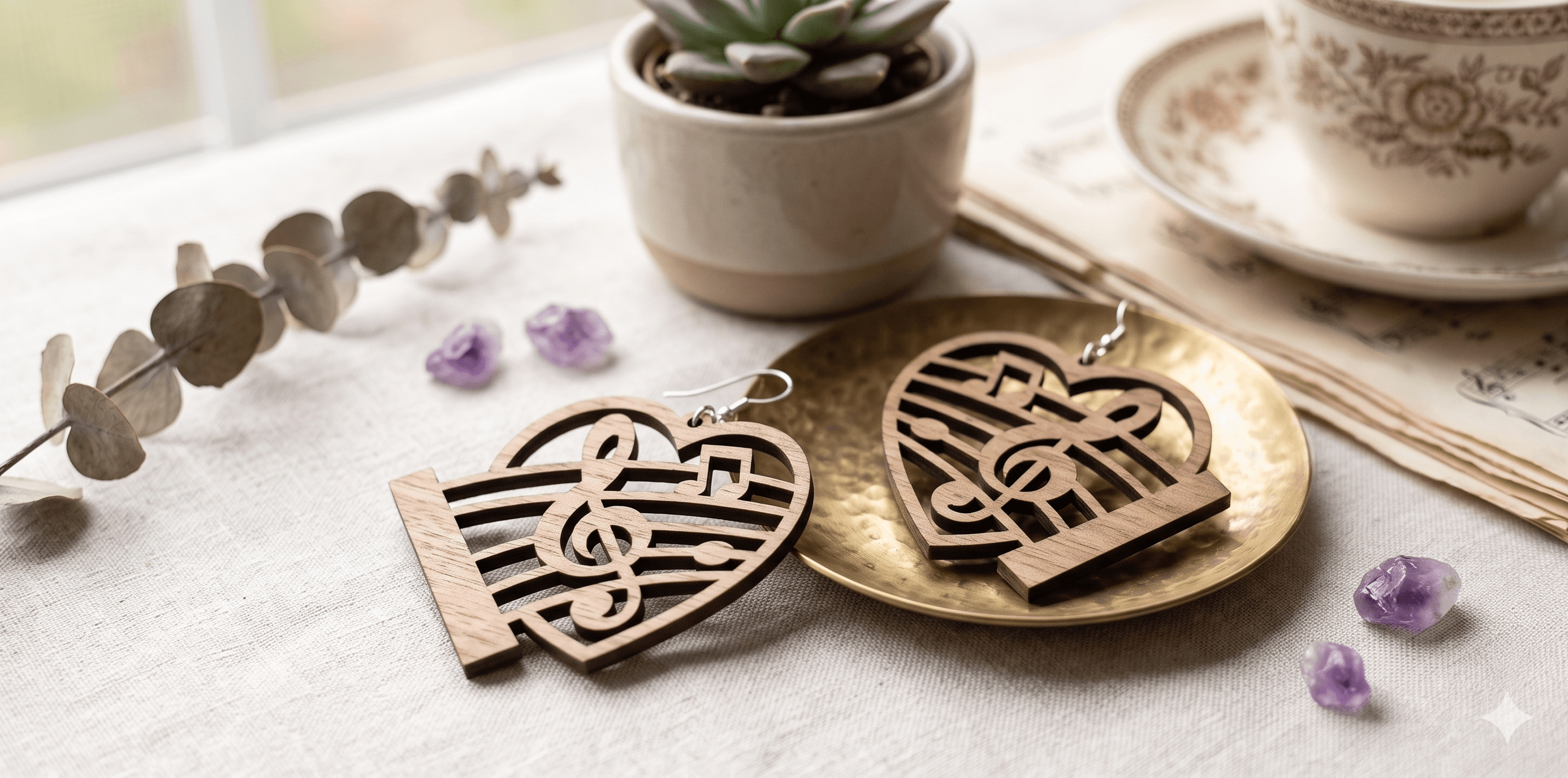 Wooden Musical Earrings